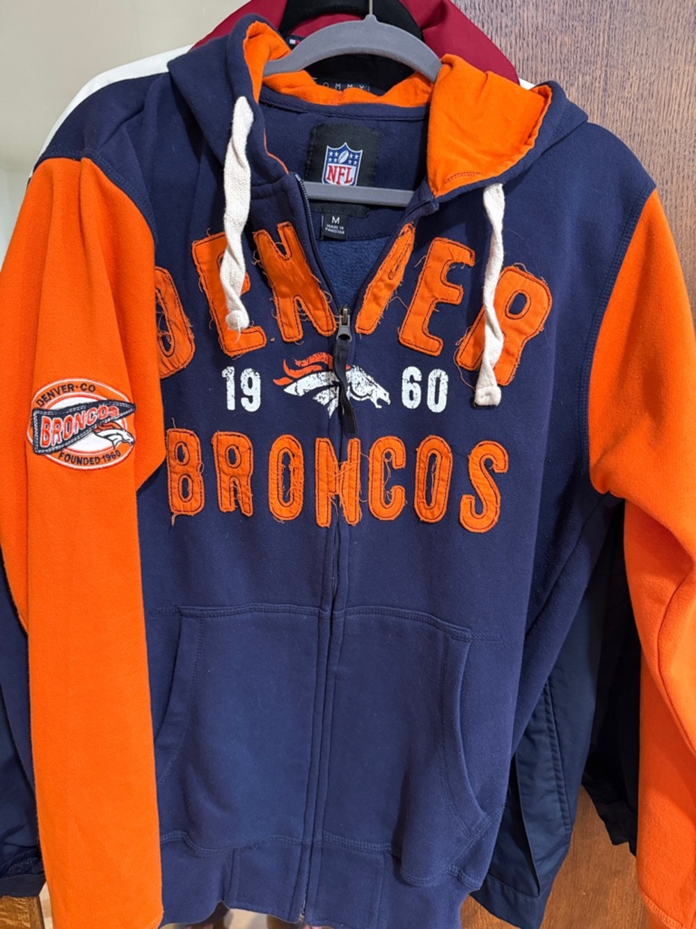 NFL Navy and Orange Denver Broncos Unisex Hooded Zip Sweatshirt